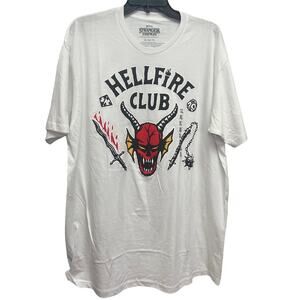 New Stranger Things Mens XL Hellfire Club 100% Cotton Short Sleeve Crew Neck Tee